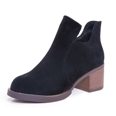 Κομψές γυναικείες δερμάτινες μπότες πάχους  τοκουνιού 6 εκσε τρία χρώματα