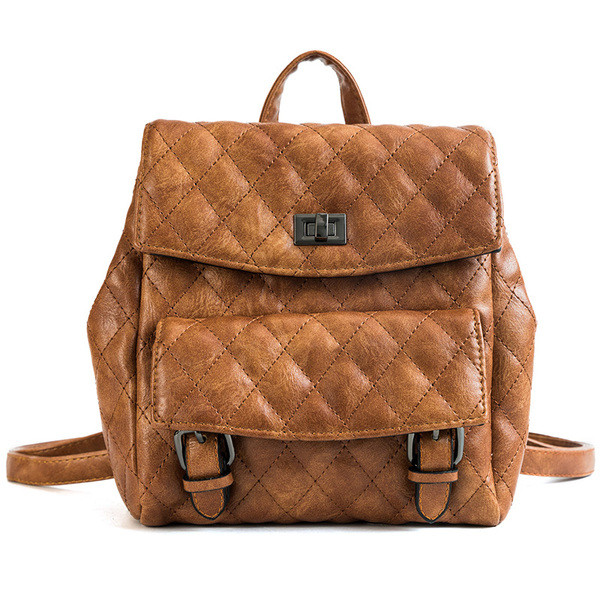 Stílusos női hátizsák elülső zsebbel, három színben