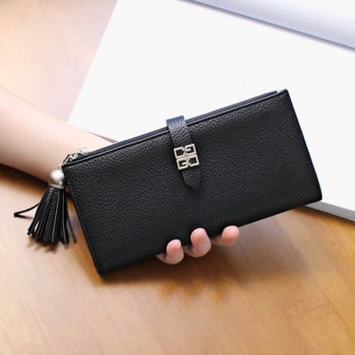 Γυναικείο κομψό πορτοφόλι με φούντα σε διάφορα χρώματα