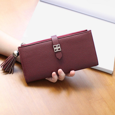 Γυναικείο κομψό πορτοφόλι με φούντα σε διάφορα χρώματα