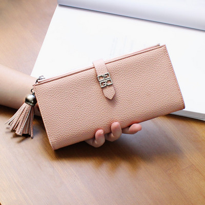 Γυναικείο κομψό πορτοφόλι με φούντα σε διάφορα χρώματα