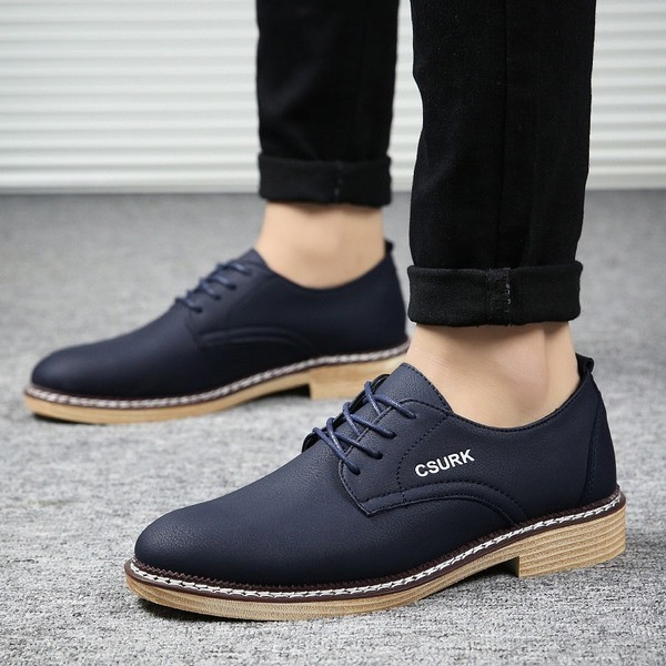 Alkalmi férfi cipő fekete és kék fűzővel