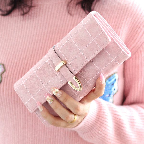 Stílusos női pénztárca öt színben, fém rögzítéssel