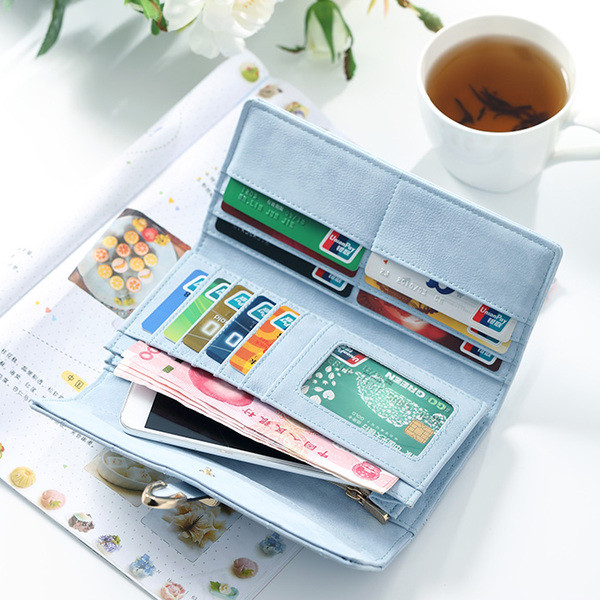 Stílusos női pénztárca öt színben, fém rögzítéssel