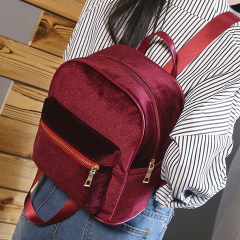 Stílusos női bársony hátizsák négy színben