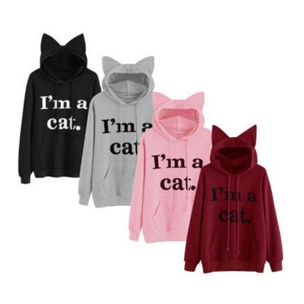 Γυναικείο φούτερ με κουκούλα και κουκούλα σε τέσσερα χρώματα