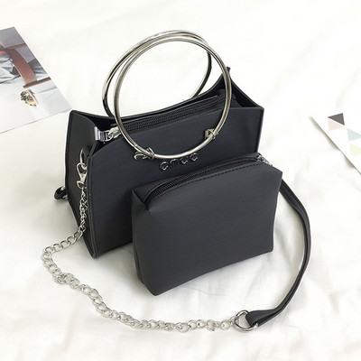 HIT Geanta de dama eleganta cu maner metalic scurt si lung in mai multe culori