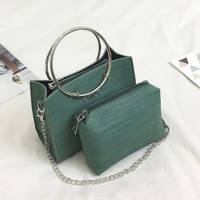 HIT Geanta de dama eleganta cu maner metalic scurt si lung in mai multe culori