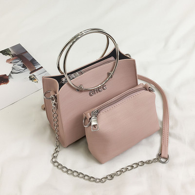 HIT Geanta de dama eleganta cu maner metalic scurt si lung in mai multe culori