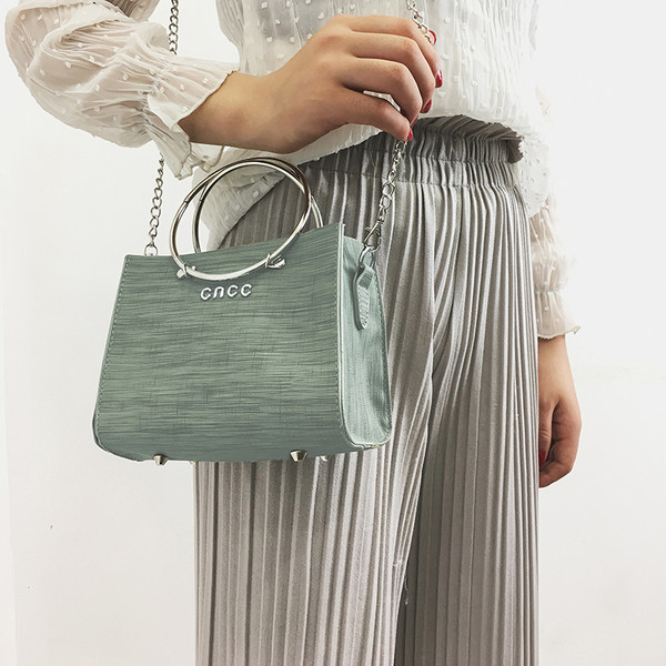 HIT Geanta de dama eleganta cu maner metalic scurt si lung in mai multe culori