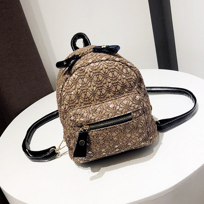 Γυναικείο σακίδιο σε μαύρο, λευκό και καφέ χρώμα