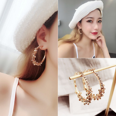 Cercei de dama topici cu forma rotunda in doua culori