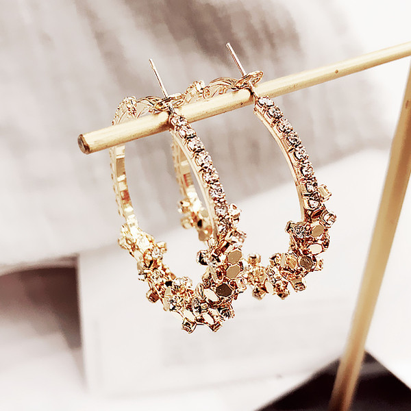 Cercei de dama topici cu forma rotunda in doua culori