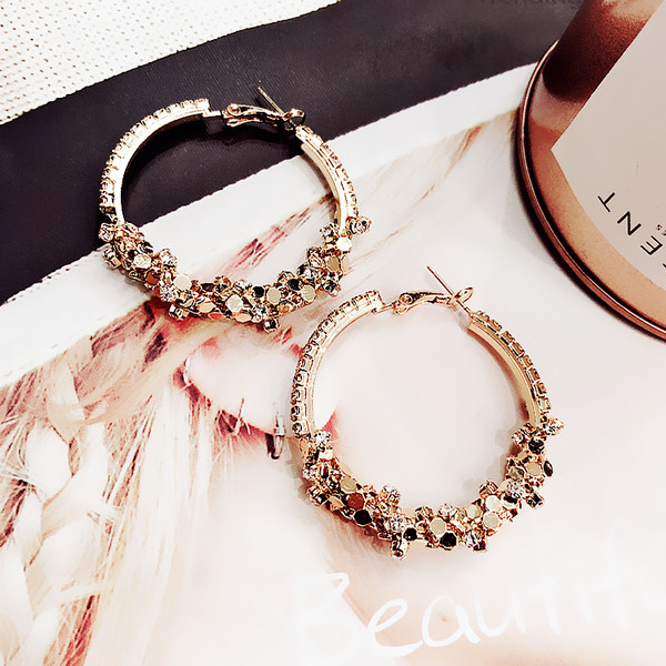 Cercei de dama topici cu forma rotunda in doua culori