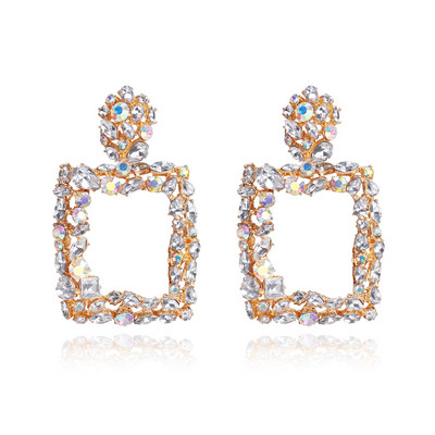 Καθημερινά γυναικεία σκουλαρίκια με τετράγωνη μορφή και πέτρες