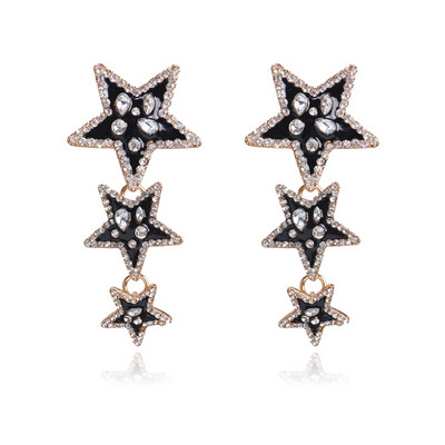 Modern női fülbevaló kövekkel fekete színben