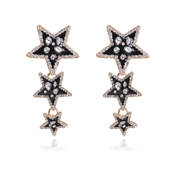 Modern női fülbevaló kövekkel fekete színben