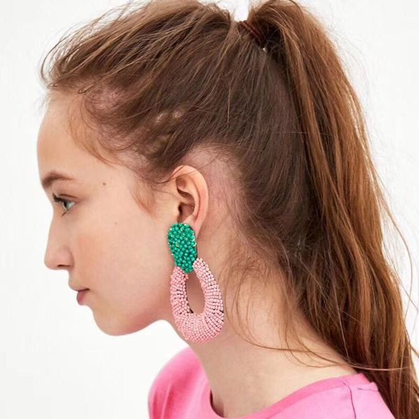 Γυναικεία σκουλαρίκια με ροζ χάντρες