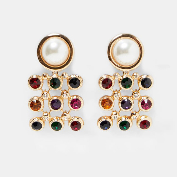 Modern női fülbevaló színes kövekkel