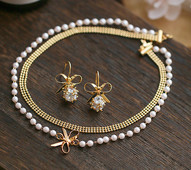 Set colier si cercei in doua culori