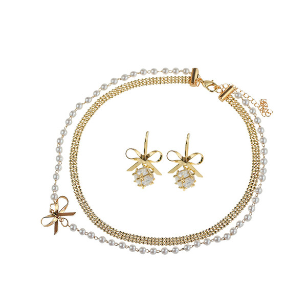 Set colier si cercei in doua culori