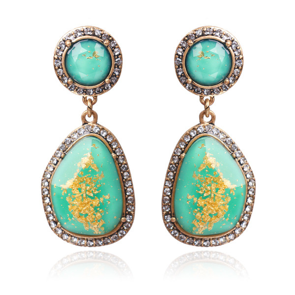 Stílusos női fülbevaló fekete és zöld színben