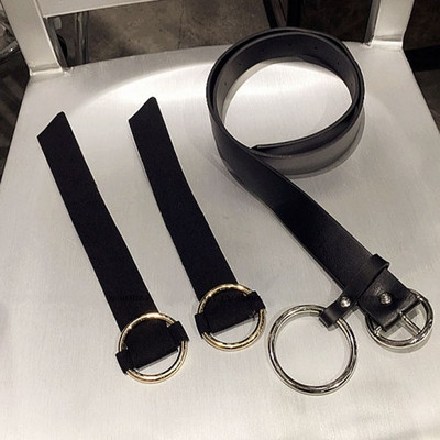 Nappali női öv kerek csattal, fekete színben