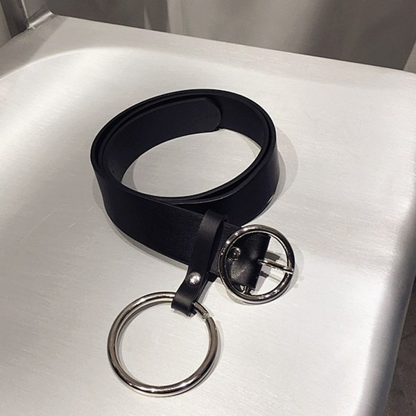 Nappali női öv kerek csattal, fekete színben