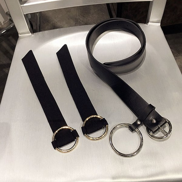 Nappali női öv kerek csattal, fekete színben