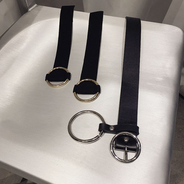 Nappali női öv kerek csattal, fekete színben