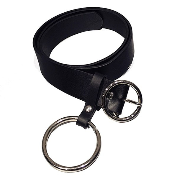 Nappali női öv kerek csattal, fekete színben