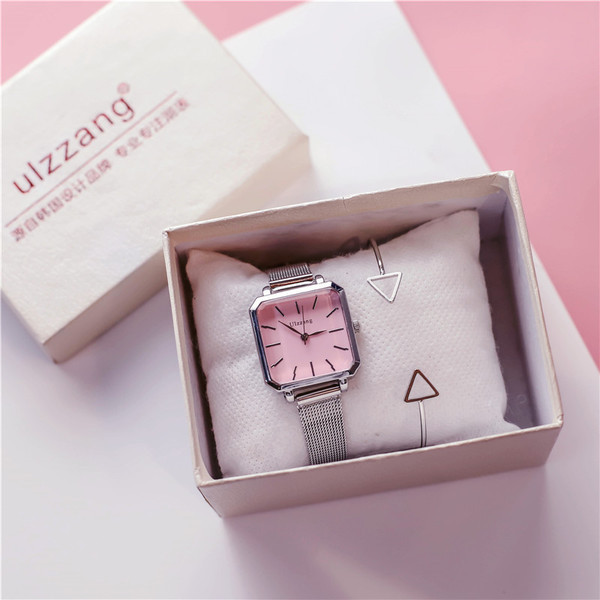 Női négyszögletes karóra + karkötő két modellben