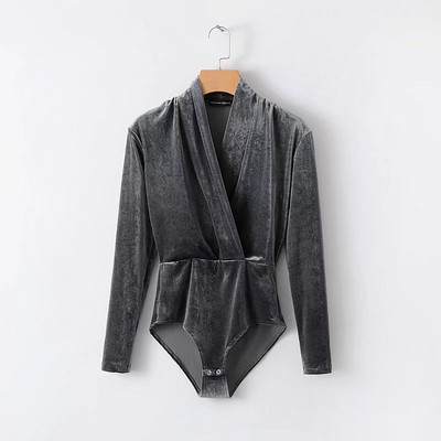 Νέο γυναικείο βελούδινο κορμάκι με μακριά μανίκια σε διαφορετικά χρώματα