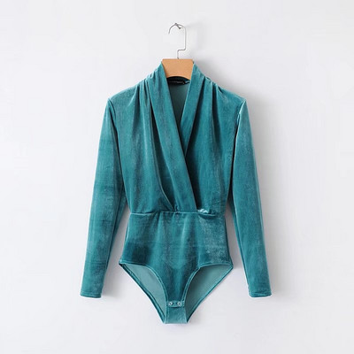 Νέο γυναικείο βελούδινο κορμάκι με μακριά μανίκια σε διαφορετικά χρώματα