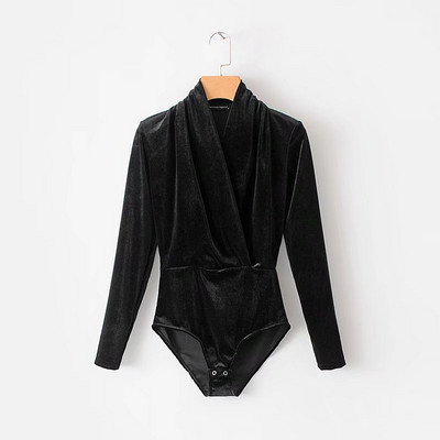 Νέο γυναικείο βελούδινο κορμάκι με μακριά μανίκια σε διαφορετικά χρώματα