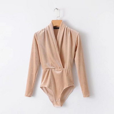 Νέο γυναικείο βελούδινο κορμάκι με μακριά μανίκια σε διαφορετικά χρώματα