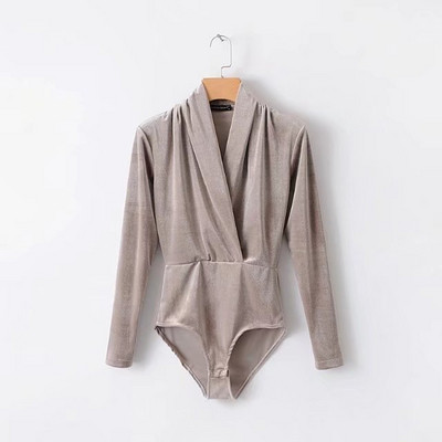 Νέο γυναικείο βελούδινο κορμάκι με μακριά μανίκια σε διαφορετικά χρώματα