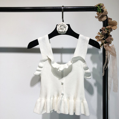 Σύντομο γυναικείο αμάνικο πλεκτό μοντέλο σε διάφορα χρώματα