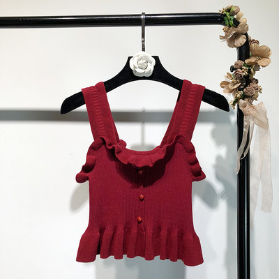 Σύντομο γυναικείο αμάνικο πλεκτό μοντέλο σε διάφορα χρώματα