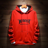 Hanorac sport-casual cu buzunar frontal, glugă și inscripție