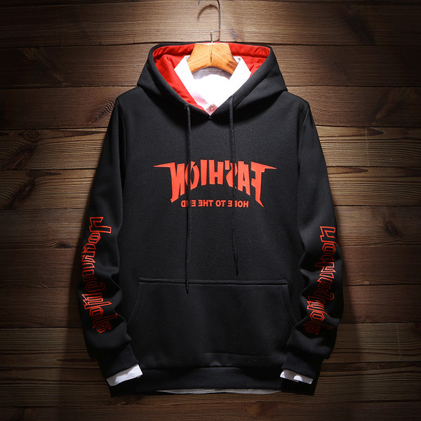 Hanorac sport-casual cu buzunar frontal, glugă și inscripție