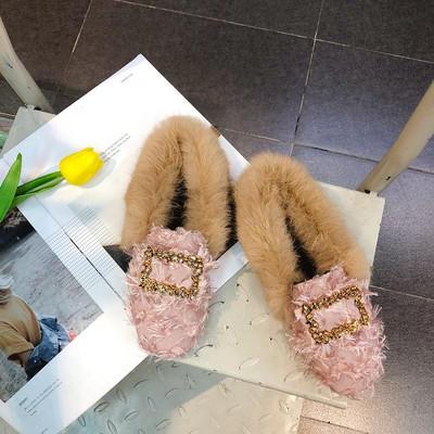 Γυναικεία μοκασίνια με χνούδι σε τρία χρώματα