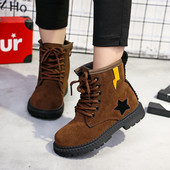 Παιδικές μπότες eco σουέτ με κορδόνια και διακόσμηση σε διάφορα χρώματα