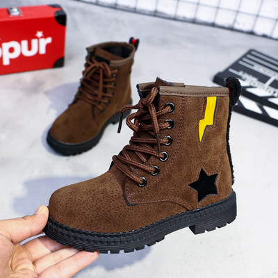 Παιδικές μπότες eco σουέτ με κορδόνια και διακόσμηση σε διάφορα χρώματα