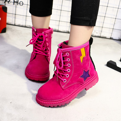 Παιδικές μπότες eco σουέτ με κορδόνια και διακόσμηση σε διάφορα χρώματα