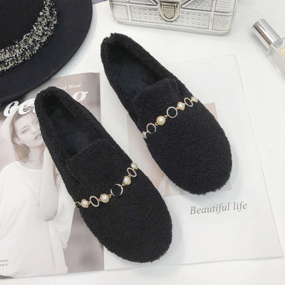 Γυναικέια  Μοντέρνα Moccasin σε Δύο Χρώματα με Διακοσμητική Αλυσίδα-Δύο Μοτίβα