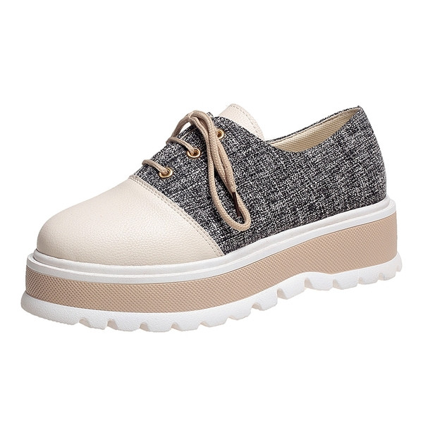 Pantofi dama casual cu sireturi si platforma in doua culori