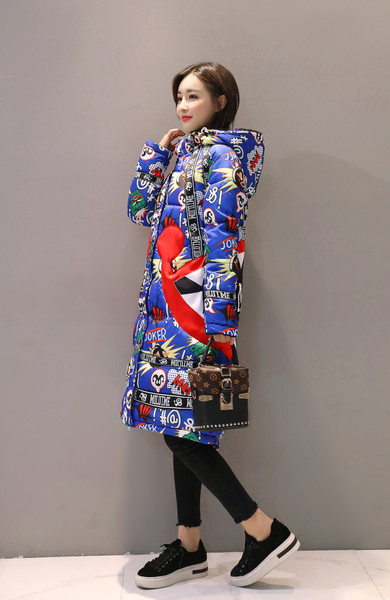 Πολύχρωμο γυναικείο μακρύ μπουφάν