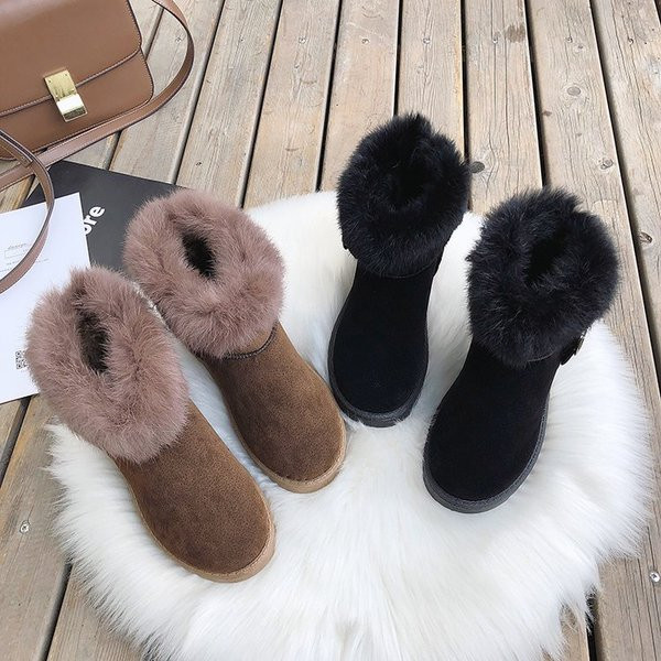 Γυναικείες μπότες με γούνα και απαλή επένδυση σε δύο χρώματα