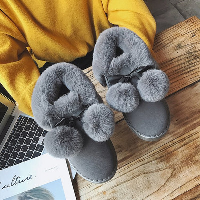 Γυναικείες χειμωνιάτικες μπότες σε γκρι και μαύρο χρώμα